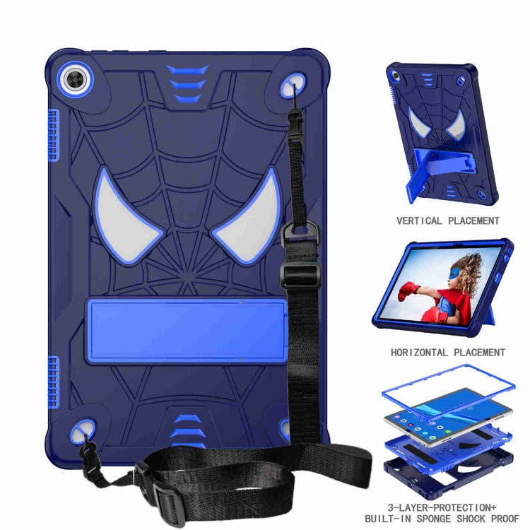 For Lenovo Tab M10 3rd Gen Spider Texture Silicone Hybrid PC Tablet Case with Shoulder Strap(Navy Blue + Blue) - Lenovo by buy2fix | Online Shopping UK | buy2fix
