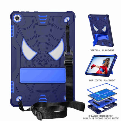 For Lenovo Tab M10 3rd Gen Spider Texture Silicone Hybrid PC Tablet Case with Shoulder Strap(Navy Blue + Blue) - Lenovo by buy2fix | Online Shopping UK | buy2fix