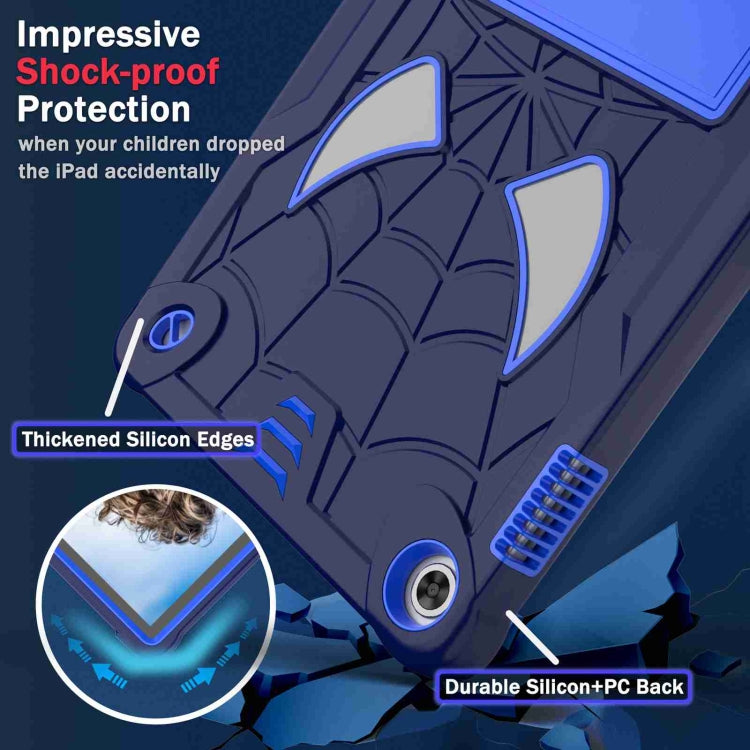 For Lenovo Tab M10 3rd Gen Spider Texture Silicone Hybrid PC Tablet Case with Shoulder Strap(Navy Blue + Blue) - Lenovo by buy2fix | Online Shopping UK | buy2fix