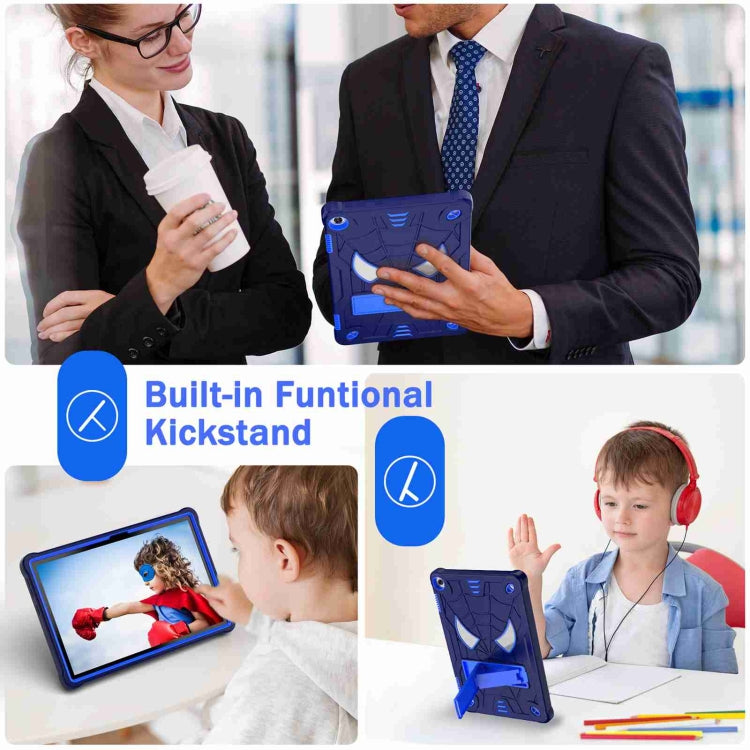 For Lenovo Tab M10 3rd Gen Spider Texture Silicone Hybrid PC Tablet Case with Shoulder Strap(Navy Blue + Blue) - Lenovo by buy2fix | Online Shopping UK | buy2fix