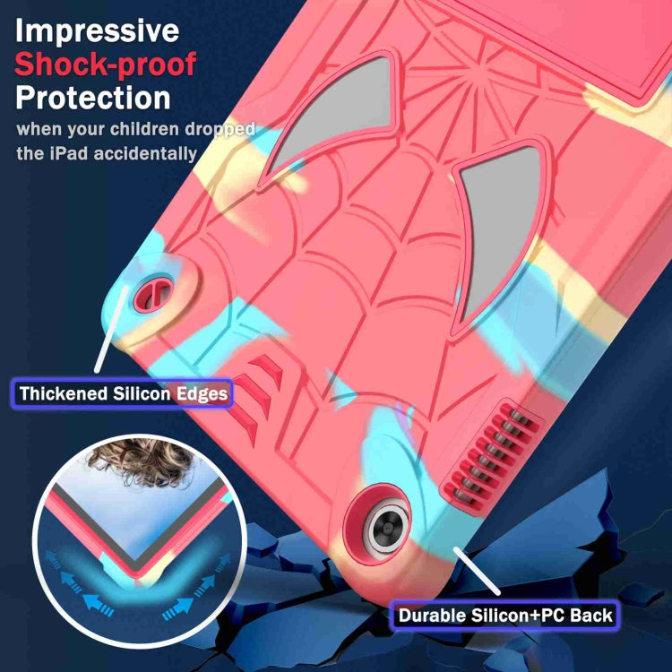 For Lenovo Tab M10 3rd Gen Spider Texture Silicone Hybrid PC Tablet Case with Shoulder Strap(Camouflage + Rose Red) - Lenovo by buy2fix | Online Shopping UK | buy2fix