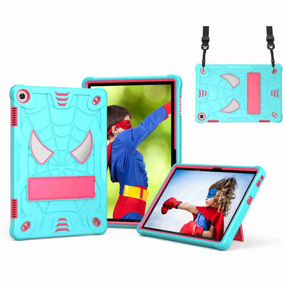 For Lenovo Tab M10 3rd Gen Spider Texture Silicone Hybrid PC Tablet Case with Shoulder Strap(Mint Green + Rose Red) - Lenovo by buy2fix | Online Shopping UK | buy2fix