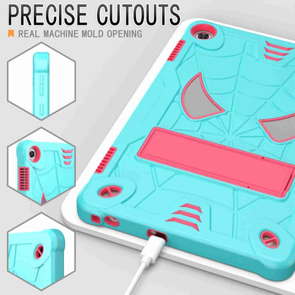 For Lenovo Tab M10 3rd Gen Spider Texture Silicone Hybrid PC Tablet Case with Shoulder Strap(Mint Green + Rose Red) - Lenovo by buy2fix | Online Shopping UK | buy2fix