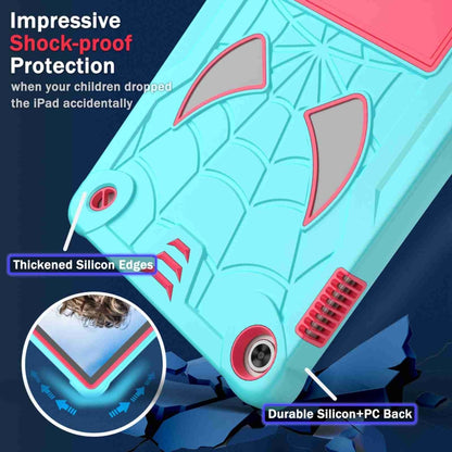 For Lenovo Tab M10 3rd Gen Spider Texture Silicone Hybrid PC Tablet Case with Shoulder Strap(Mint Green + Rose Red) - Lenovo by buy2fix | Online Shopping UK | buy2fix