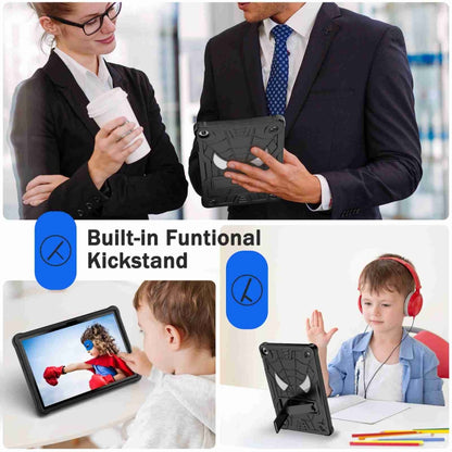 For Lenovo Tab M10 3rd Gen Spider Texture Silicone Hybrid PC Tablet Case with Shoulder Strap(Black) - Lenovo by buy2fix | Online Shopping UK | buy2fix