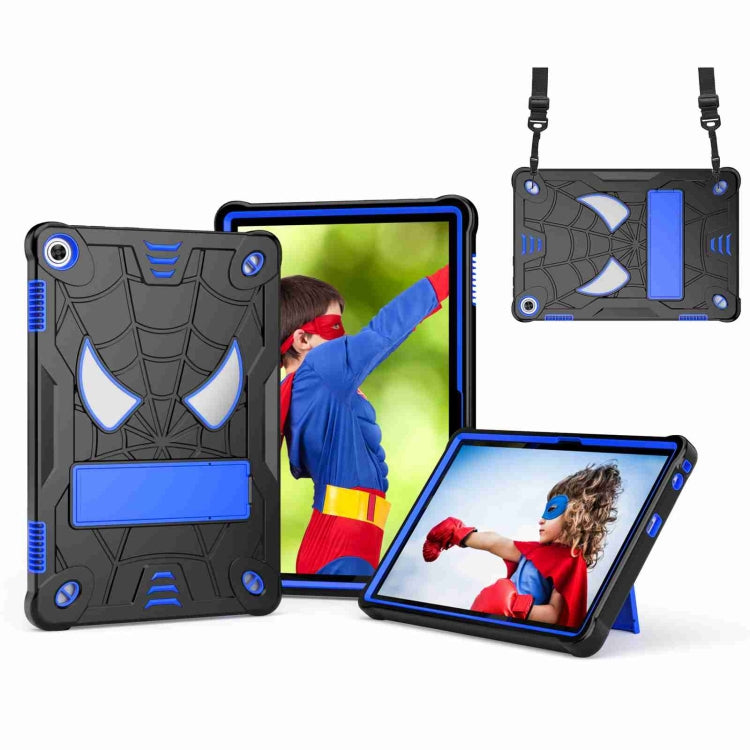 For Lenovo Tab M10 3rd Gen Spider Texture Silicone Hybrid PC Tablet Case with Shoulder Strap(Black + Blue) - Lenovo by buy2fix | Online Shopping UK | buy2fix