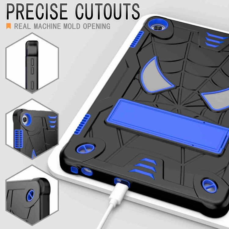 For Lenovo Tab M10 3rd Gen Spider Texture Silicone Hybrid PC Tablet Case with Shoulder Strap(Black + Blue) - Lenovo by buy2fix | Online Shopping UK | buy2fix