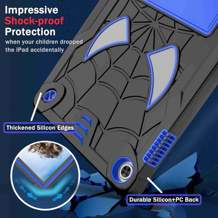 For Lenovo Tab M10 3rd Gen Spider Texture Silicone Hybrid PC Tablet Case with Shoulder Strap(Black + Blue) - Lenovo by buy2fix | Online Shopping UK | buy2fix