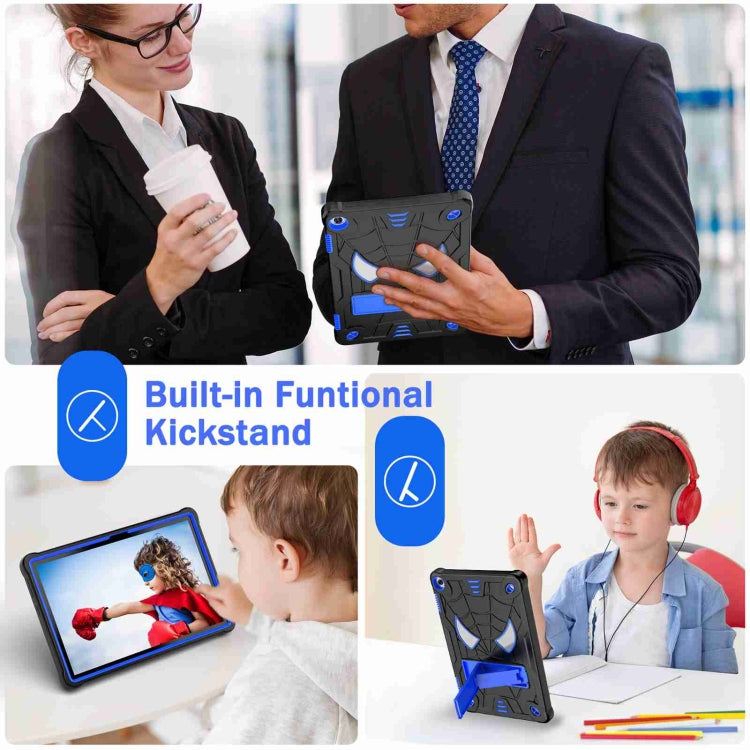 For Lenovo Tab M10 3rd Gen Spider Texture Silicone Hybrid PC Tablet Case with Shoulder Strap(Black + Blue) - Lenovo by buy2fix | Online Shopping UK | buy2fix