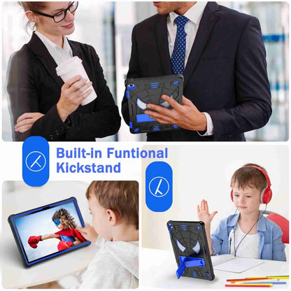 For Lenovo Tab M10 3rd Gen Spider Texture Silicone Hybrid PC Tablet Case with Shoulder Strap(Black + Blue) - Lenovo by buy2fix | Online Shopping UK | buy2fix