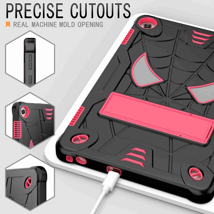 For Lenovo Tab M10 3rd Gen Spider Texture Silicone Hybrid PC Tablet Case with Shoulder Strap(Black + Rose Red) - Lenovo by buy2fix | Online Shopping UK | buy2fix