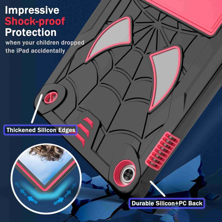 For Lenovo Tab M10 3rd Gen Spider Texture Silicone Hybrid PC Tablet Case with Shoulder Strap(Black + Rose Red) - Lenovo by buy2fix | Online Shopping UK | buy2fix