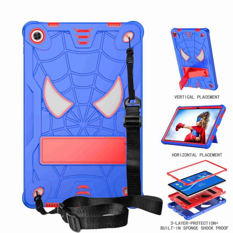 For Lenovo Tab M10 Plus 10.6 3rd Gen 2022 Spider Texture Silicone Hybrid PC Tablet Case with Shoulder Strap(Blue + Red) - Lenovo by buy2fix | Online Shopping UK | buy2fix