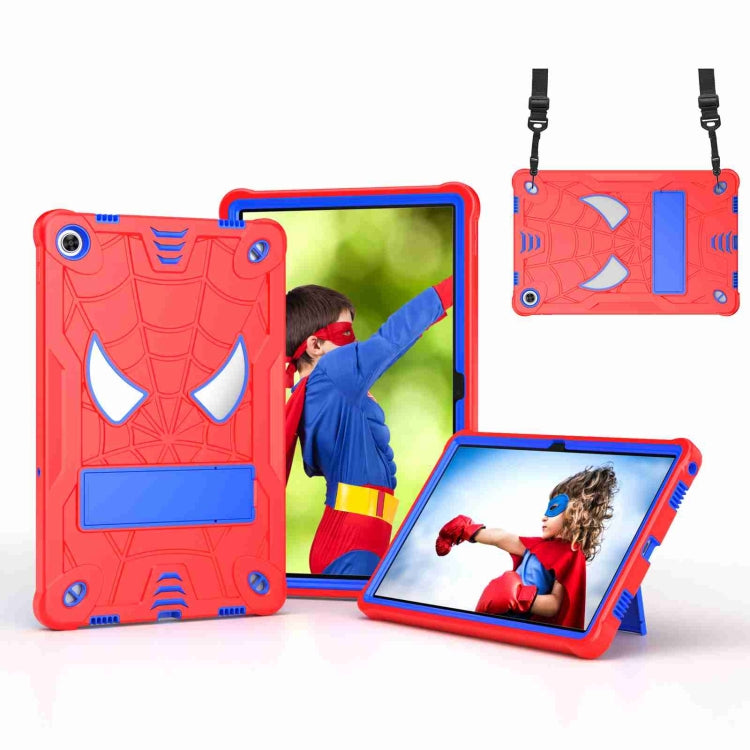 For Lenovo Tab M10 Plus 10.6 3rd Gen 2022 Spider Texture Silicone Hybrid PC Tablet Case with Shoulder Strap(Red + Blue) - Lenovo by buy2fix | Online Shopping UK | buy2fix