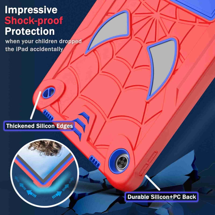 For Lenovo Tab M10 Plus 10.6 3rd Gen 2022 Spider Texture Silicone Hybrid PC Tablet Case with Shoulder Strap(Red + Blue) - Lenovo by buy2fix | Online Shopping UK | buy2fix