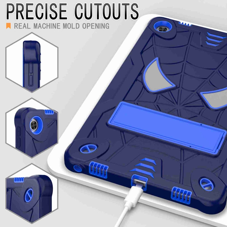 For Lenovo Tab M10 Plus 10.6 3rd Gen 2022 Spider Texture Silicone Hybrid PC Tablet Case with Shoulder Strap(Navy Blue + Blue) - Lenovo by buy2fix | Online Shopping UK | buy2fix