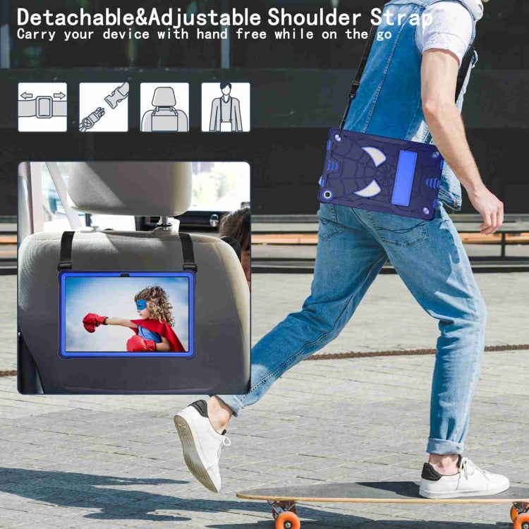 For Lenovo Tab M10 Plus 10.6 3rd Gen 2022 Spider Texture Silicone Hybrid PC Tablet Case with Shoulder Strap(Navy Blue + Blue) - Lenovo by buy2fix | Online Shopping UK | buy2fix