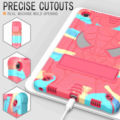 For Lenovo Tab M10 Plus 10.6 3rd Gen 2022 Spider Texture Silicone Hybrid PC Tablet Case with Shoulder Strap(Camouflage + Rose Red) - Lenovo by buy2fix | Online Shopping UK | buy2fix