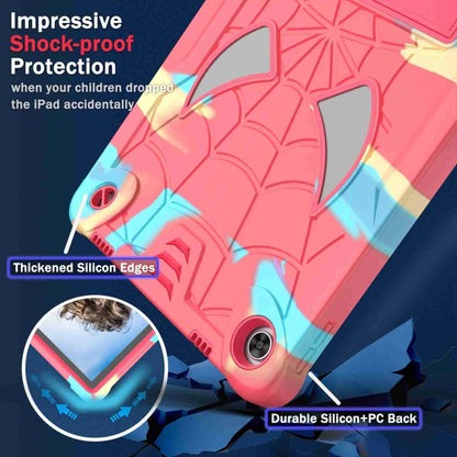 For Lenovo Tab M10 Plus 10.6 3rd Gen 2022 Spider Texture Silicone Hybrid PC Tablet Case with Shoulder Strap(Camouflage + Rose Red) - Lenovo by buy2fix | Online Shopping UK | buy2fix