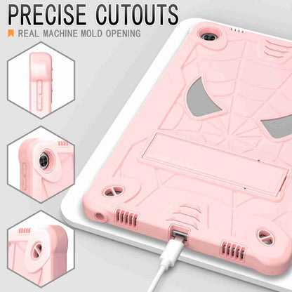 For Lenovo Tab M10 Plus 10.6 3rd Gen 2022 Spider Texture Silicone Hybrid PC Tablet Case with Shoulder Strap(Rose Gold) - Lenovo by buy2fix | Online Shopping UK | buy2fix