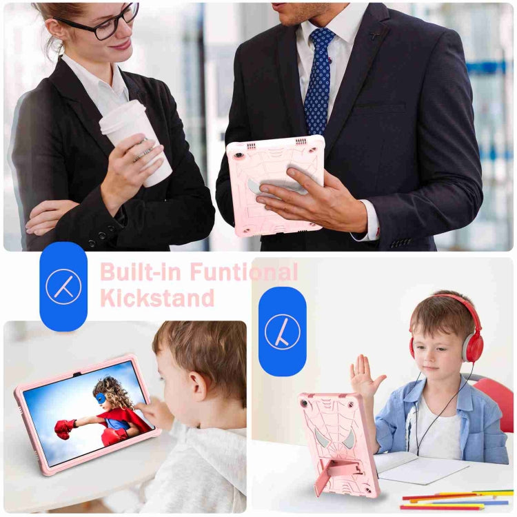 For Lenovo Tab M10 Plus 10.6 3rd Gen 2022 Spider Texture Silicone Hybrid PC Tablet Case with Shoulder Strap(Rose Gold) - Lenovo by buy2fix | Online Shopping UK | buy2fix