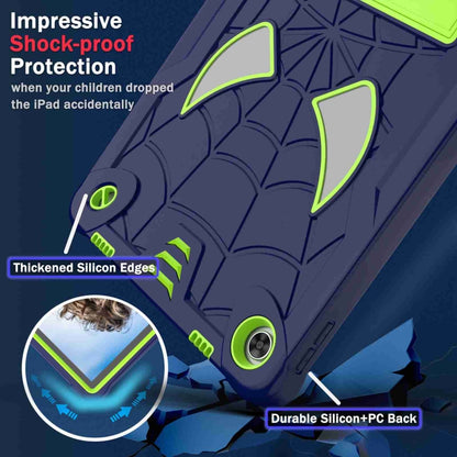 For Lenovo Tab M10 Plus 10.6 3rd Gen 2022 Spider Texture Silicone Hybrid PC Tablet Case with Shoulder Strap(Navy Blue + Yellow Green) - Lenovo by buy2fix | Online Shopping UK | buy2fix