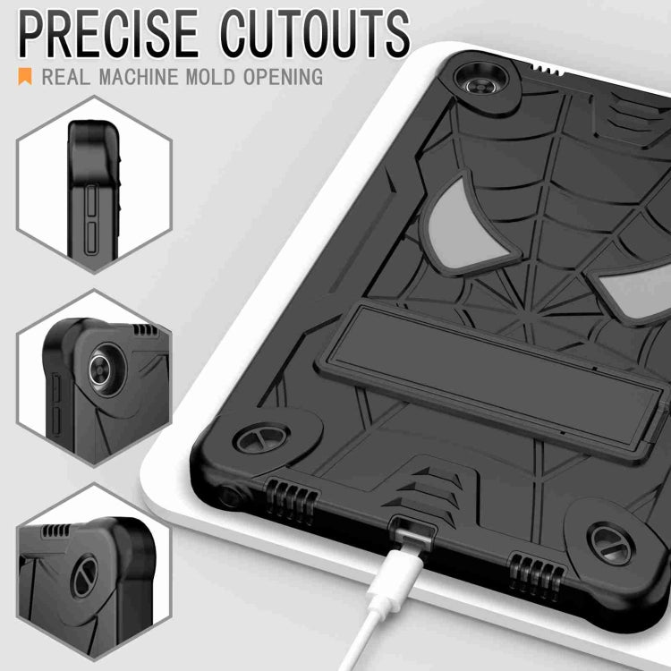 For Lenovo Tab M10 Plus 10.6 3rd Gen 2022 Spider Texture Silicone Hybrid PC Tablet Case with Shoulder Strap(Black) - Lenovo by buy2fix | Online Shopping UK | buy2fix