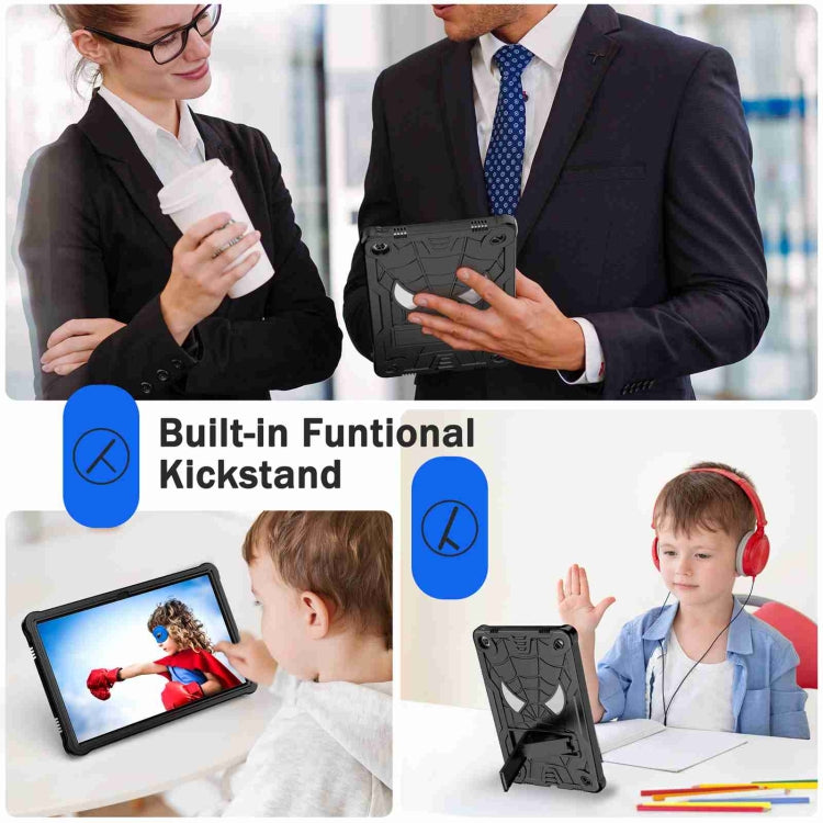 For Lenovo Tab M10 Plus 10.6 3rd Gen 2022 Spider Texture Silicone Hybrid PC Tablet Case with Shoulder Strap(Black) - Lenovo by buy2fix | Online Shopping UK | buy2fix