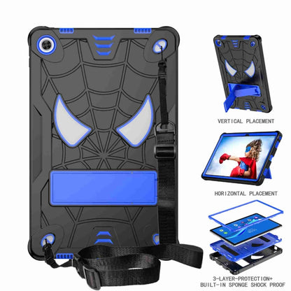 For Lenovo Tab M10 Plus 10.6 3rd Gen 2022 Spider Texture Silicone Hybrid PC Tablet Case with Shoulder Strap(Black + Blue) - Lenovo by buy2fix | Online Shopping UK | buy2fix