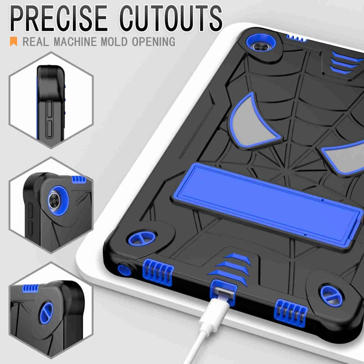 For Lenovo Tab M10 Plus 10.6 3rd Gen 2022 Spider Texture Silicone Hybrid PC Tablet Case with Shoulder Strap(Black + Blue) - Lenovo by buy2fix | Online Shopping UK | buy2fix