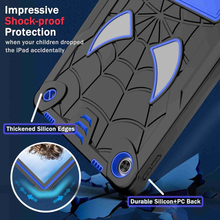 For Lenovo Tab M10 Plus 10.6 3rd Gen 2022 Spider Texture Silicone Hybrid PC Tablet Case with Shoulder Strap(Black + Blue) - Lenovo by buy2fix | Online Shopping UK | buy2fix