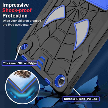 For Lenovo Tab M10 Plus 10.6 3rd Gen 2022 Spider Texture Silicone Hybrid PC Tablet Case with Shoulder Strap(Black + Blue) - Lenovo by buy2fix | Online Shopping UK | buy2fix