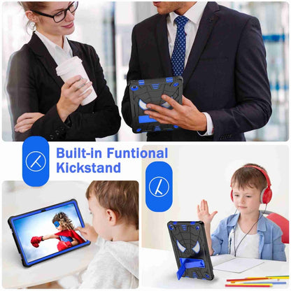 For Lenovo Tab M10 Plus 10.6 3rd Gen 2022 Spider Texture Silicone Hybrid PC Tablet Case with Shoulder Strap(Black + Blue) - Lenovo by buy2fix | Online Shopping UK | buy2fix