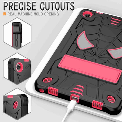 For Lenovo Tab M10 Plus 10.6 3rd Gen 2022 Spider Texture Silicone Hybrid PC Tablet Case with Shoulder Strap(Black + Rose Red) - Lenovo by buy2fix | Online Shopping UK | buy2fix