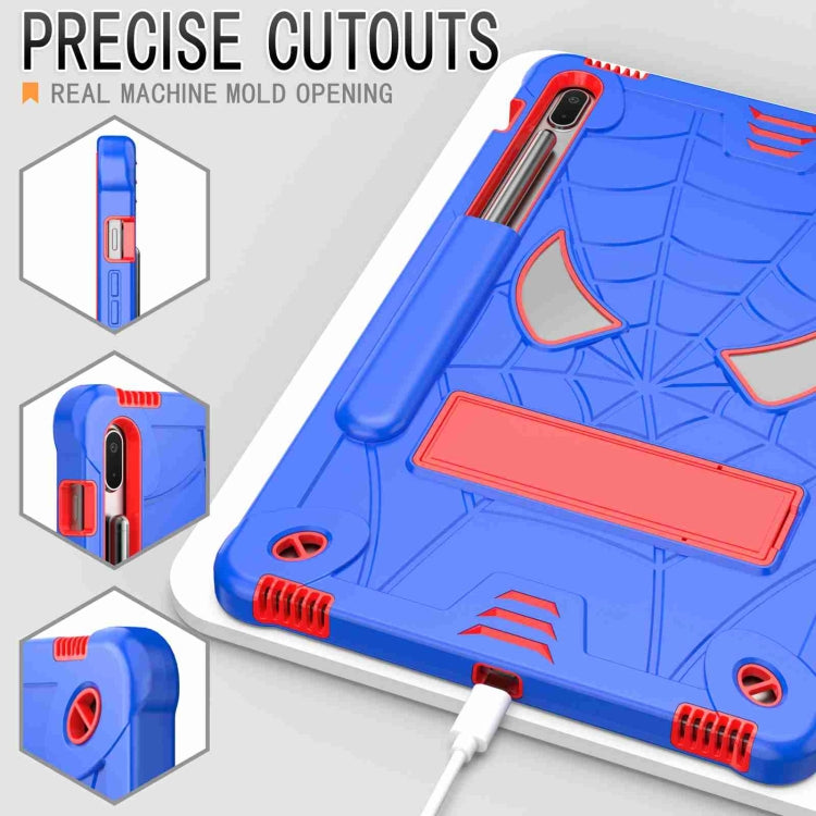 For Samsung Galaxy Tab S7 FE / S7+ / S8+ Spider Texture Silicone Hybrid PC Tablet Case with Shoulder Strap(Blue + Red) by buy2fix