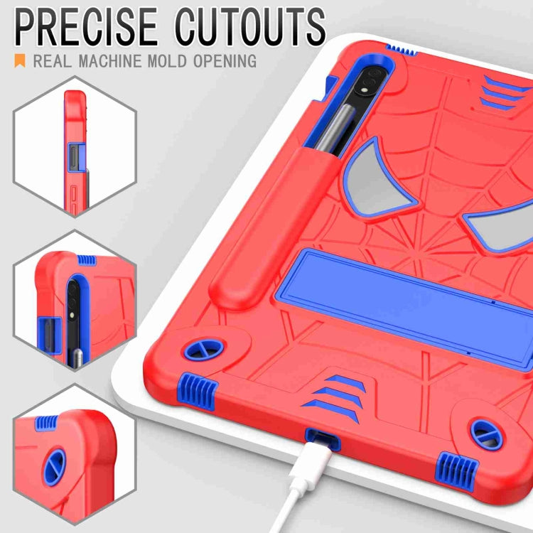 For Samsung Galaxy Tab S7 / S8 Spider Texture Silicone Hybrid PC Tablet Case with Shoulder Strap(Red + Blue) by buy2fix