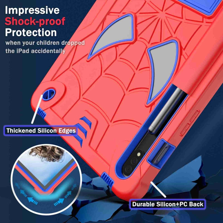 For Samsung Galaxy Tab S7 / S8 Spider Texture Silicone Hybrid PC Tablet Case with Shoulder Strap(Red + Blue) by buy2fix