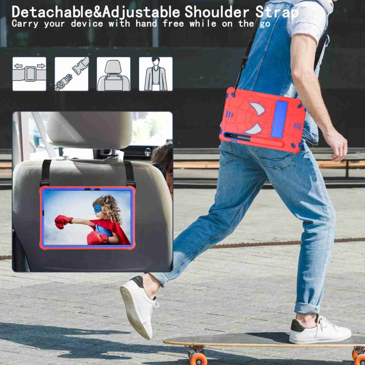 For Samsung Galaxy Tab S7 / S8 Spider Texture Silicone Hybrid PC Tablet Case with Shoulder Strap(Red + Blue) by buy2fix