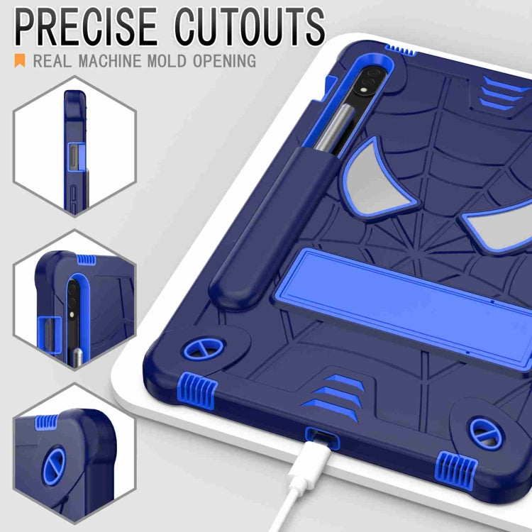 For Samsung Galaxy Tab S7 / S8 Spider Texture Silicone Hybrid PC Tablet Case with Shoulder Strap(Navy Blue + Blue) by buy2fix