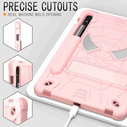 For Samsung Galaxy Tab S7 / S8 Spider Texture Silicone Hybrid PC Tablet Case with Shoulder Strap(Rose Gold) by buy2fix