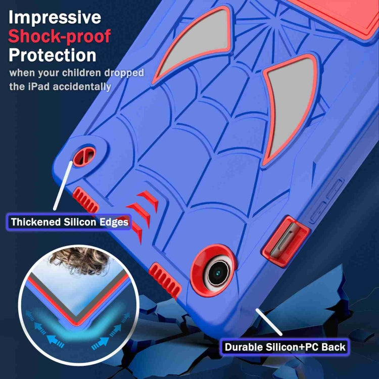 For Samsung Galaxy Tab A8 10.5 2021 Spider Texture Silicone Hybrid PC Tablet Case with Shoulder Strap(Blue + Red) - Other Galaxy Tab PC by buy2fix | Online Shopping UK | buy2fix