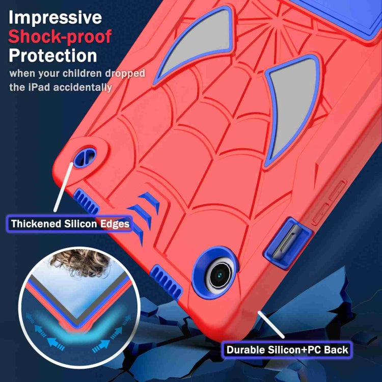 For Samsung Galaxy Tab A8 10.5 2021 Spider Texture Silicone Hybrid PC Tablet Case with Shoulder Strap(Red + Blue) - Other Galaxy Tab PC by buy2fix | Online Shopping UK | buy2fix