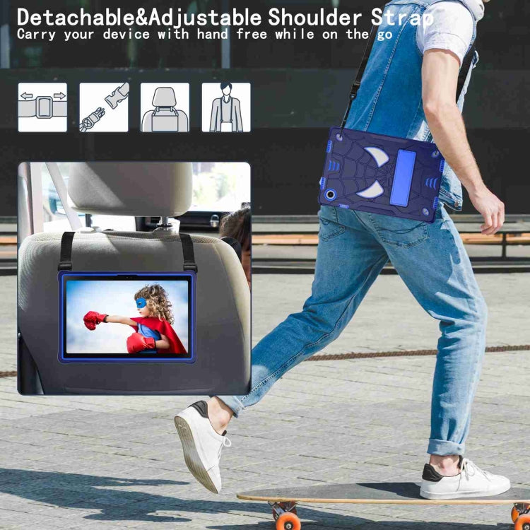 For Samsung Galaxy Tab A8 10.5 2021 Spider Texture Silicone Hybrid PC Tablet Case with Shoulder Strap(Navy Blue + Blue) - Other Galaxy Tab PC by buy2fix | Online Shopping UK | buy2fix