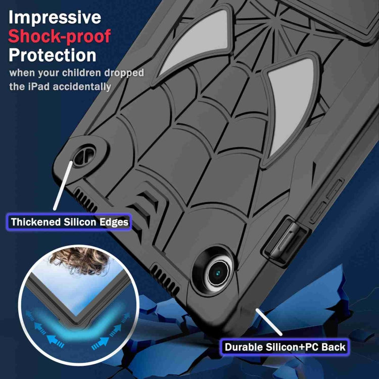 For Samsung Galaxy Tab A8 10.5 2021 Spider Texture Silicone Hybrid PC Tablet Case with Shoulder Strap(Black) - Other Galaxy Tab PC by buy2fix | Online Shopping UK | buy2fix