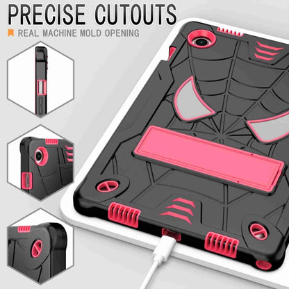 For Samsung Galaxy Tab A8 10.5 2021 Spider Texture Silicone Hybrid PC Tablet Case with Shoulder Strap(Black + Rose Red) - Other Galaxy Tab PC by buy2fix | Online Shopping UK | buy2fix