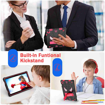 For Samsung Galaxy Tab A8 10.5 2021 Spider Texture Silicone Hybrid PC Tablet Case with Shoulder Strap(Black + Rose Red) - Other Galaxy Tab PC by buy2fix | Online Shopping UK | buy2fix