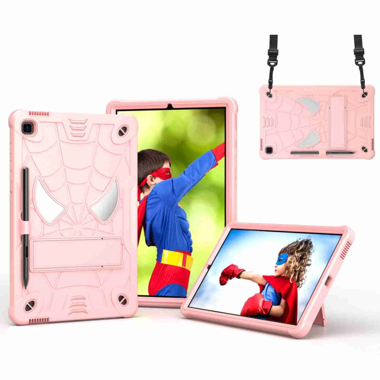 For Samsung Galaxy Tab S6 Lite P610 Spider Texture Silicone Hybrid PC Tablet Case with Shoulder Strap(Rose Gold) - Tab S6 Lite P610 / P615 by buy2fix | Online Shopping UK | buy2fix