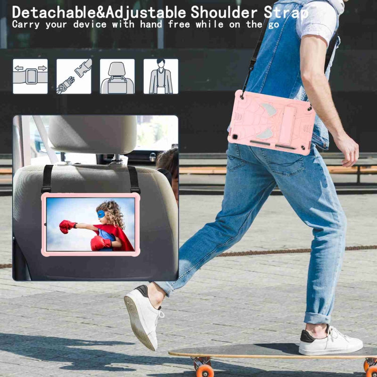 For Samsung Galaxy Tab S6 Lite P610 Spider Texture Silicone Hybrid PC Tablet Case with Shoulder Strap(Rose Gold) - Tab S6 Lite P610 / P615 by buy2fix | Online Shopping UK | buy2fix