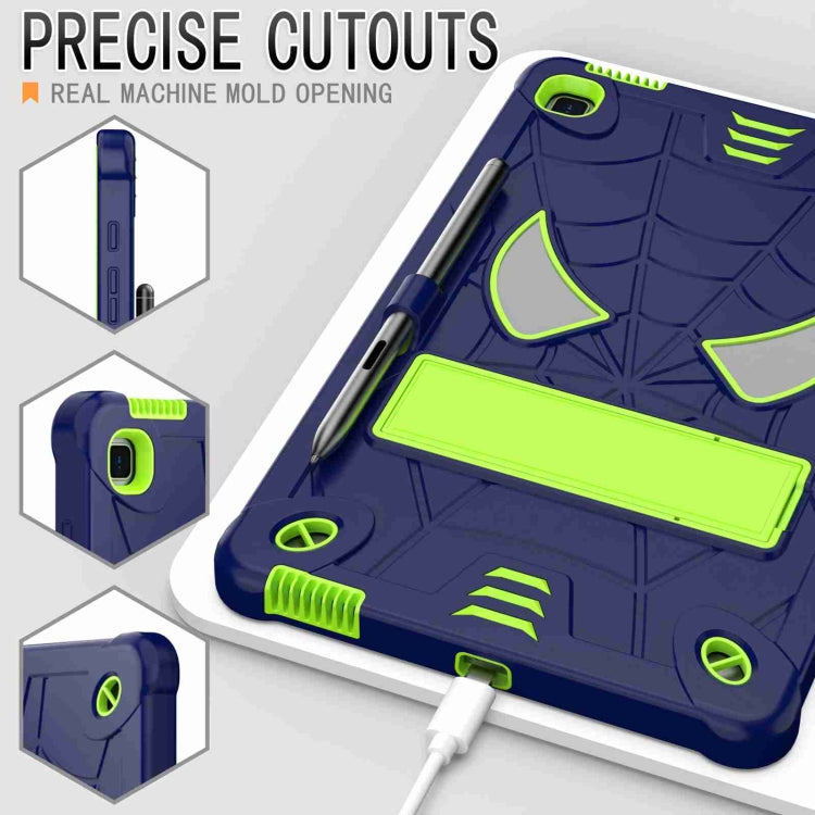 For Samsung Galaxy Tab S6 Lite P610 Spider Texture Silicone Hybrid PC Tablet Case with Shoulder Strap(Navy Blue + Yellow Green) - Tab S6 Lite P610 / P615 by buy2fix | Online Shopping UK | buy2fix