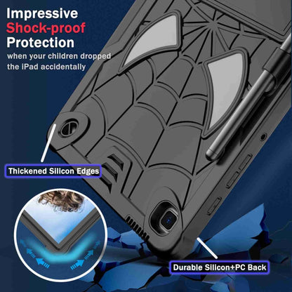 For Samsung Galaxy Tab S6 Lite P610 Spider Texture Silicone Hybrid PC Tablet Case with Shoulder Strap(Black) - Tab S6 Lite P610 / P615 by buy2fix | Online Shopping UK | buy2fix